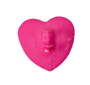 Kids button as heart out plastic in pink 14 mm 0,55 inch